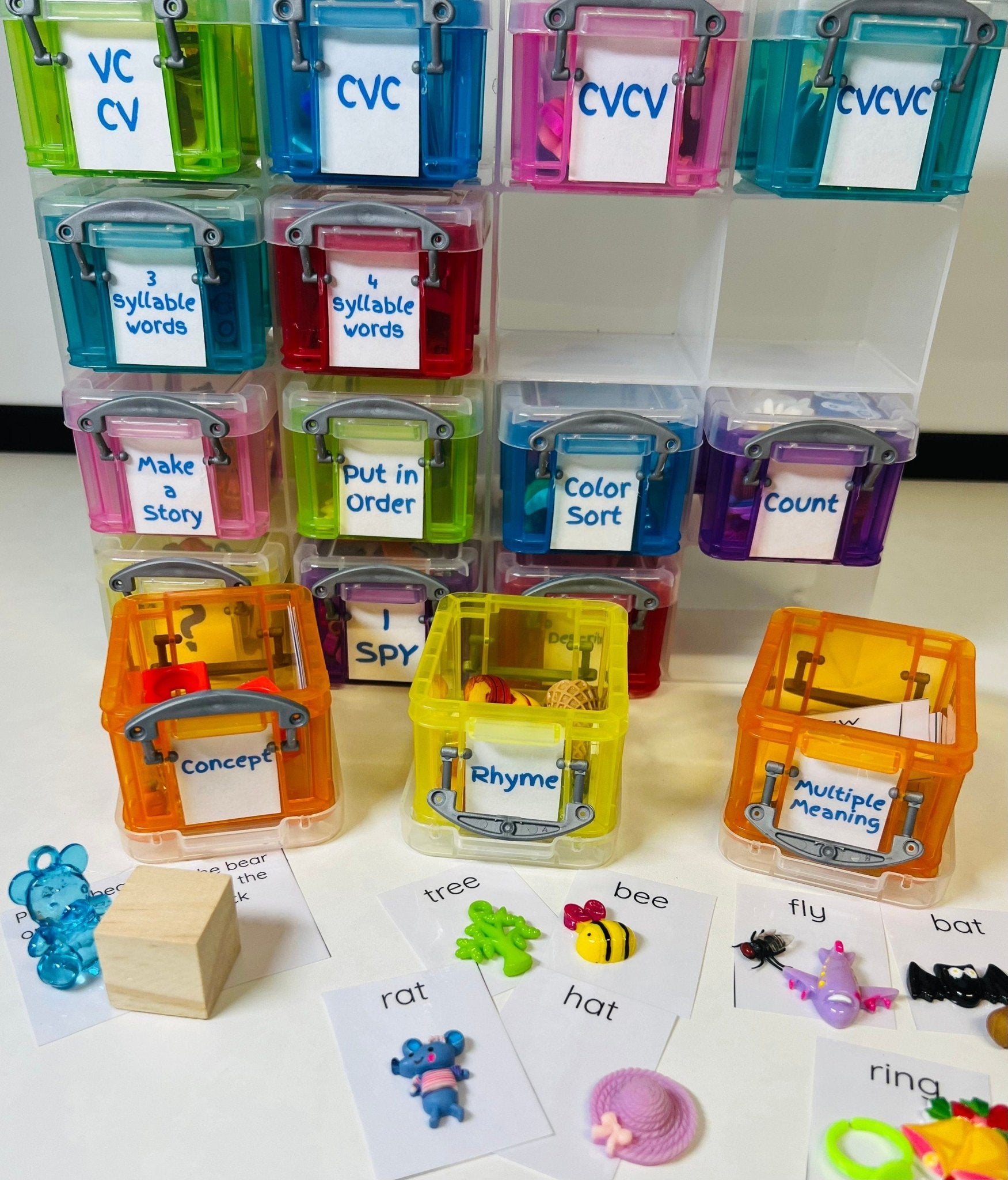 Speech and Language Therapy Activities Mini Objects Set Trinkets in Organizer - Speech Therapy Activities - Minature Objects for slp - Speech and Smile