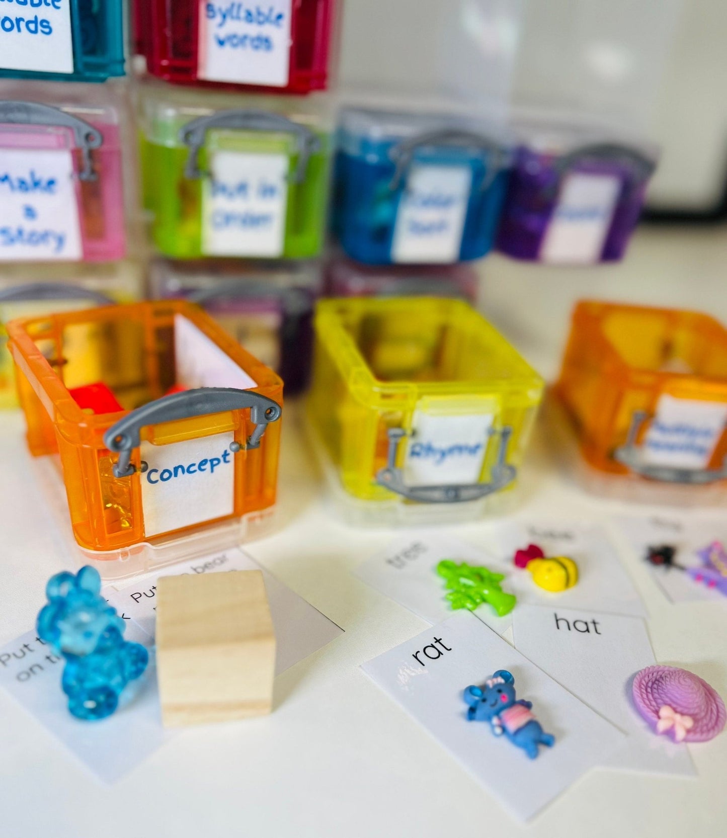 Speech and Language Therapy Activities Mini Objects Set Trinkets in Organizer - Speech Therapy Activities - Minature Objects for slp - Speech and Smile