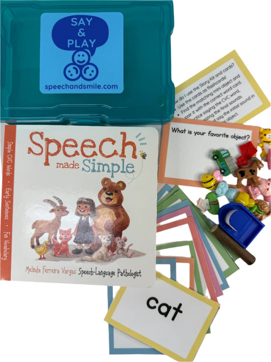 Speech Made Simple – Early Childhood CVC Word Book Mini Objects | Rhyming Speech Therapy Kit, Phonics Practice, Say and Play Learning - Speech and Smile