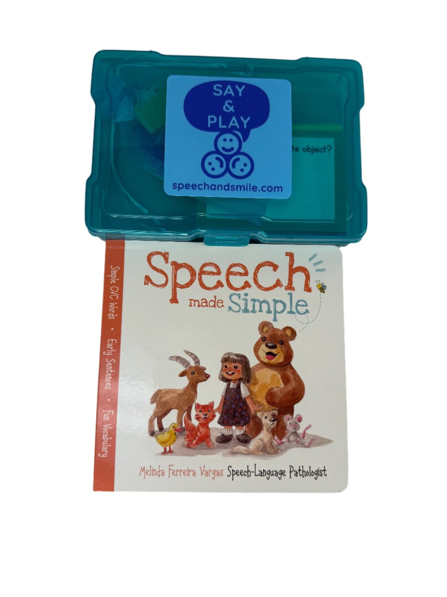 Speech Made Simple – Early Childhood CVC Word Book Mini Objects | Rhyming Speech Therapy Kit, Phonics Practice, Say and Play Learning - Speech and Smile