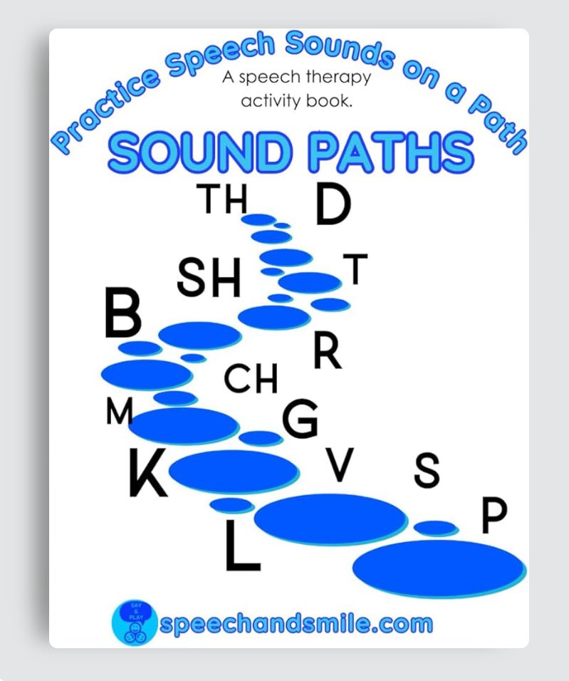 Speech Therapy Activity Book Speech Sounds Workbook Sound Paths Book All Word Positions Pair with Mini Objects Speech Therapy - Speech and Smile