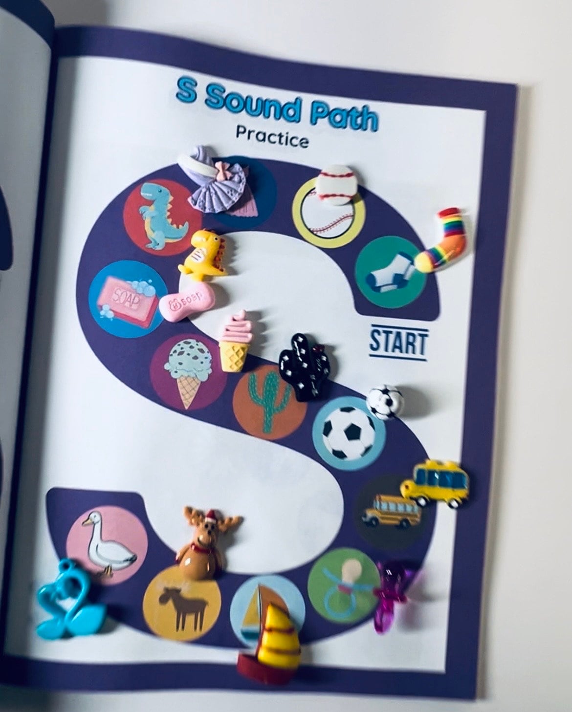 Speech Therapy Activity Book Speech Sounds Workbook Sound Paths Book All Word Positions Pair with Mini Objects Speech Therapy - Speech and Smile