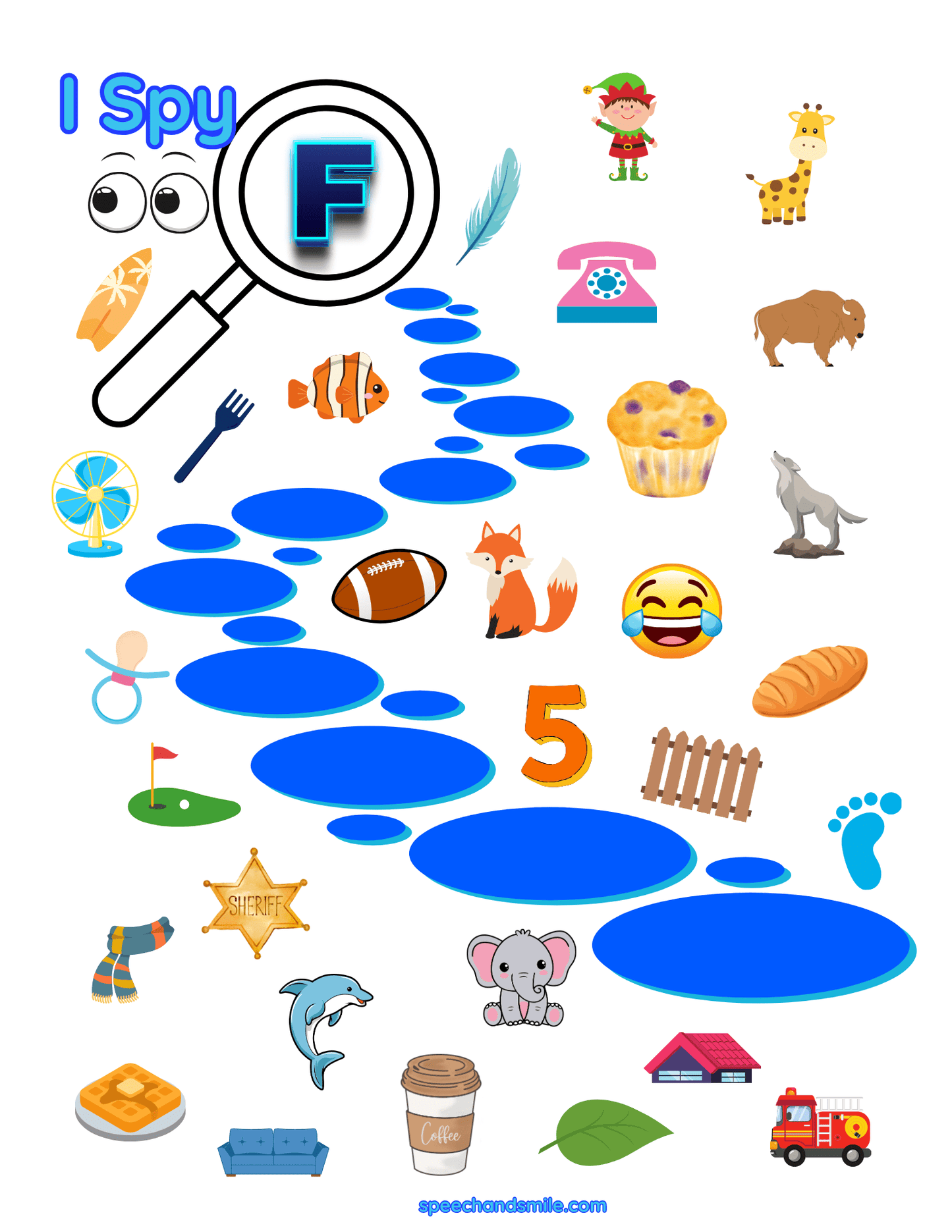 Speech Therapy I Spy F Sound Worksheet I Spy Activity Letter F Printable I Spy Worksheet - Speech and Smile