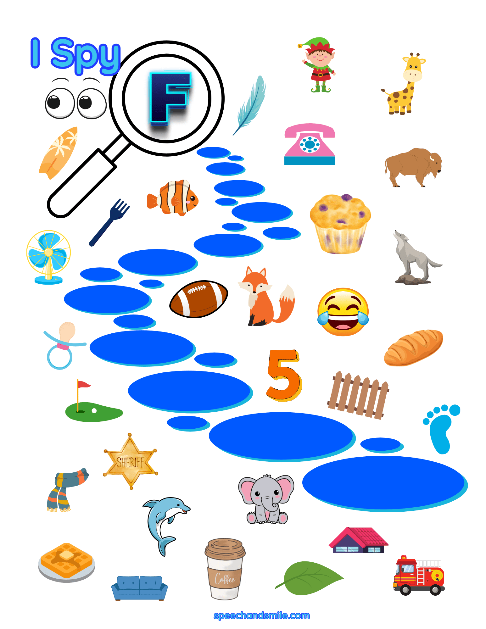 Speech Therapy I Spy F Sound Worksheet I Spy Activity Letter F Printable I Spy Worksheet - Speech and Smile