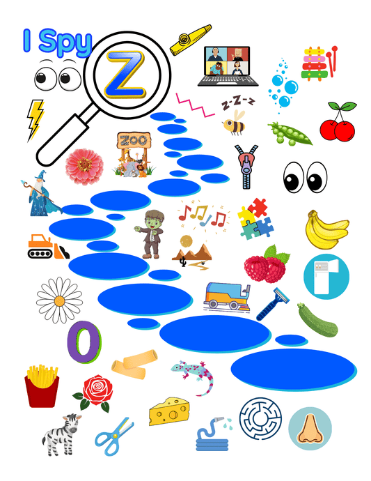 Speech Therapy I Spy Z Sound Worksheet I Spy Activity Letter Z Printable I Spy Worksheet - Speech and Smile