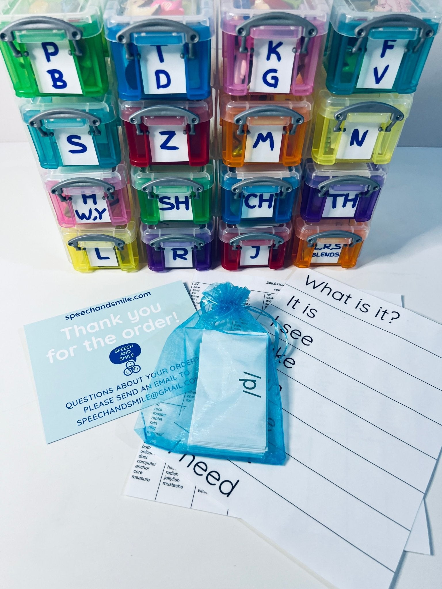 Speech Therapy Mini Objects Set ALL SOUNDS Articulation Trinkets in Organizer - Speech and Smile