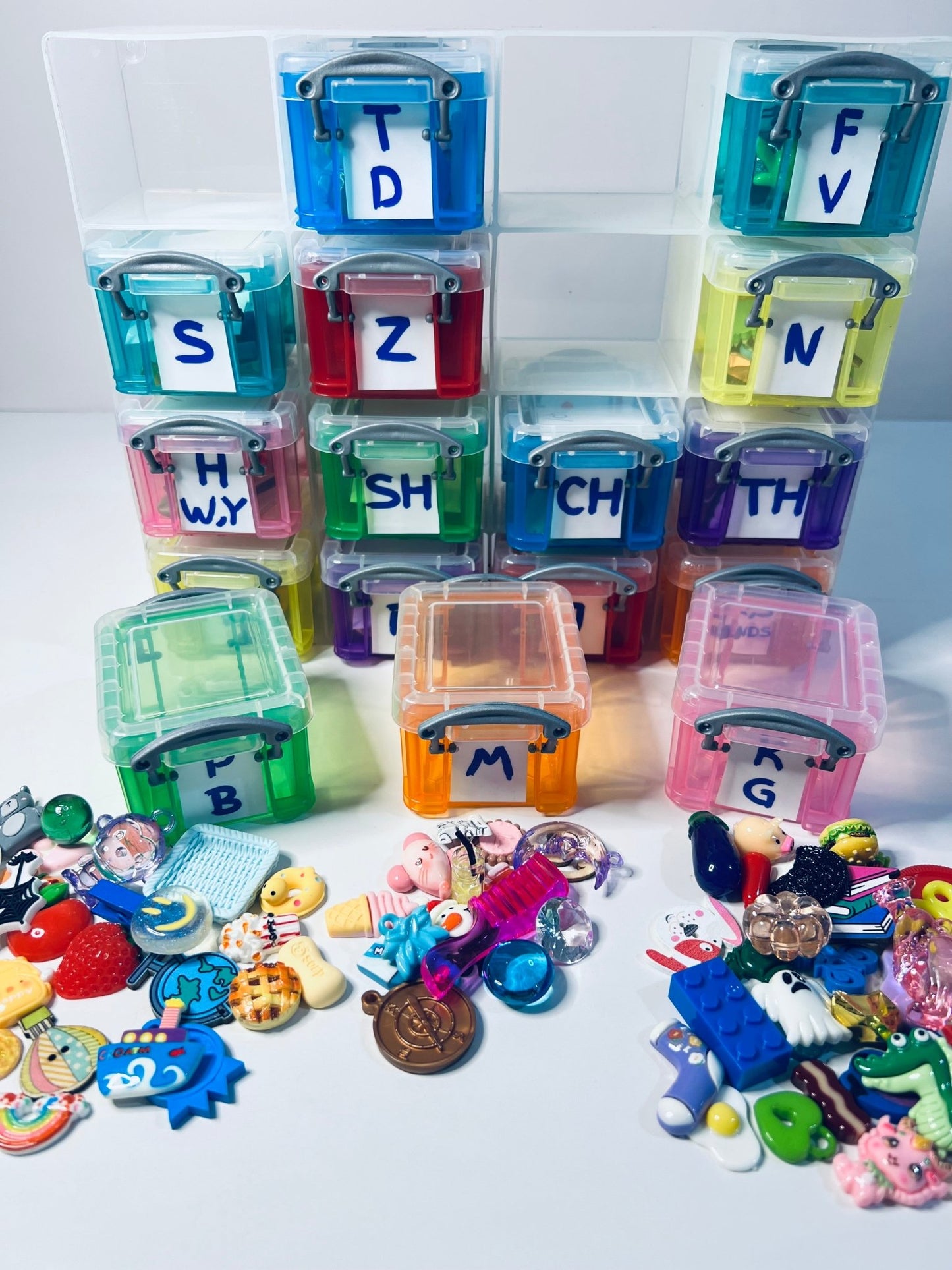 Speech Therapy Mini Objects Set ALL SOUNDS Articulation Trinkets in Organizer - Speech and Smile