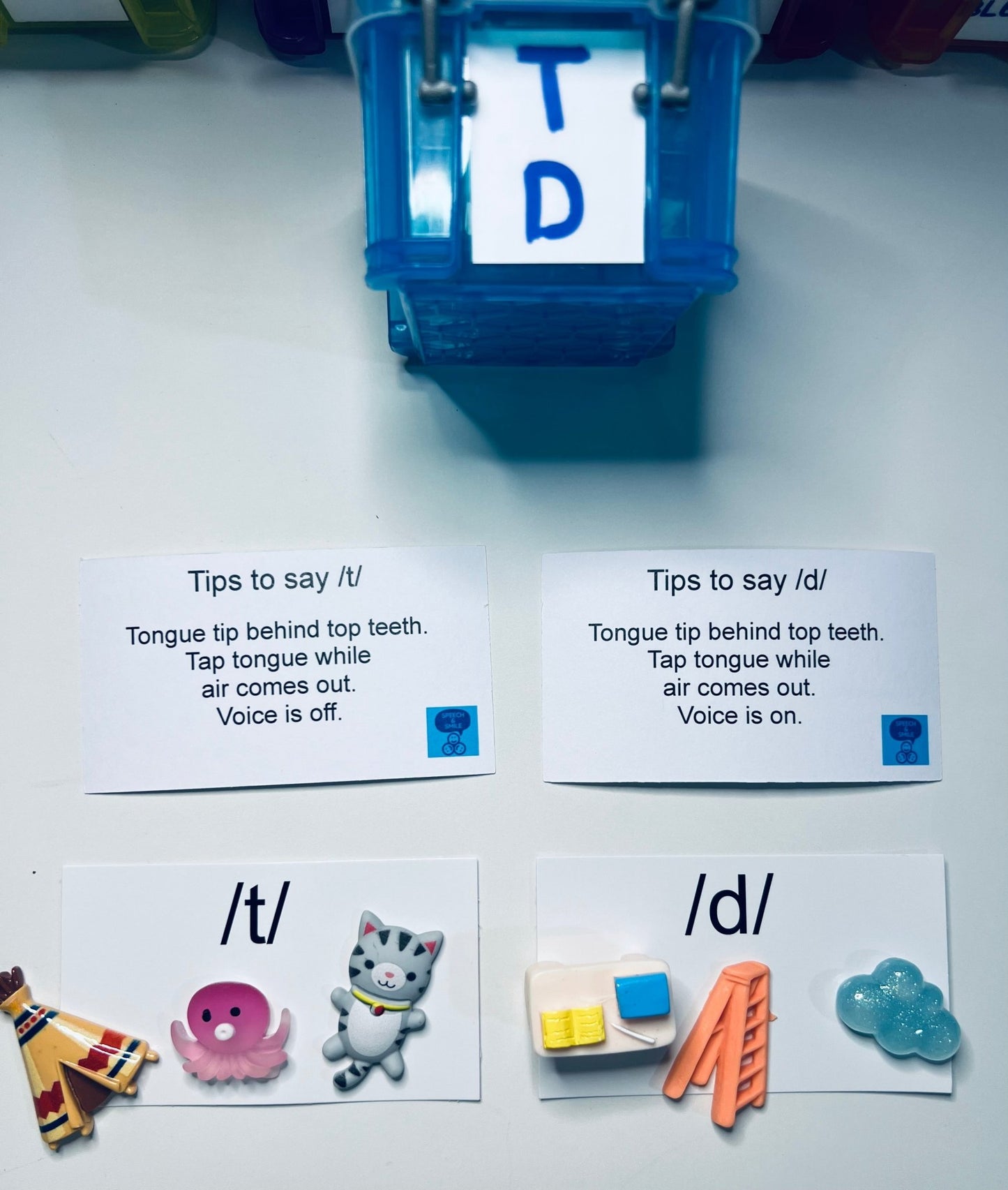 Speech Therapy Mini Objects Set ALL SOUNDS Articulation Trinkets in Organizer - Speech and Smile