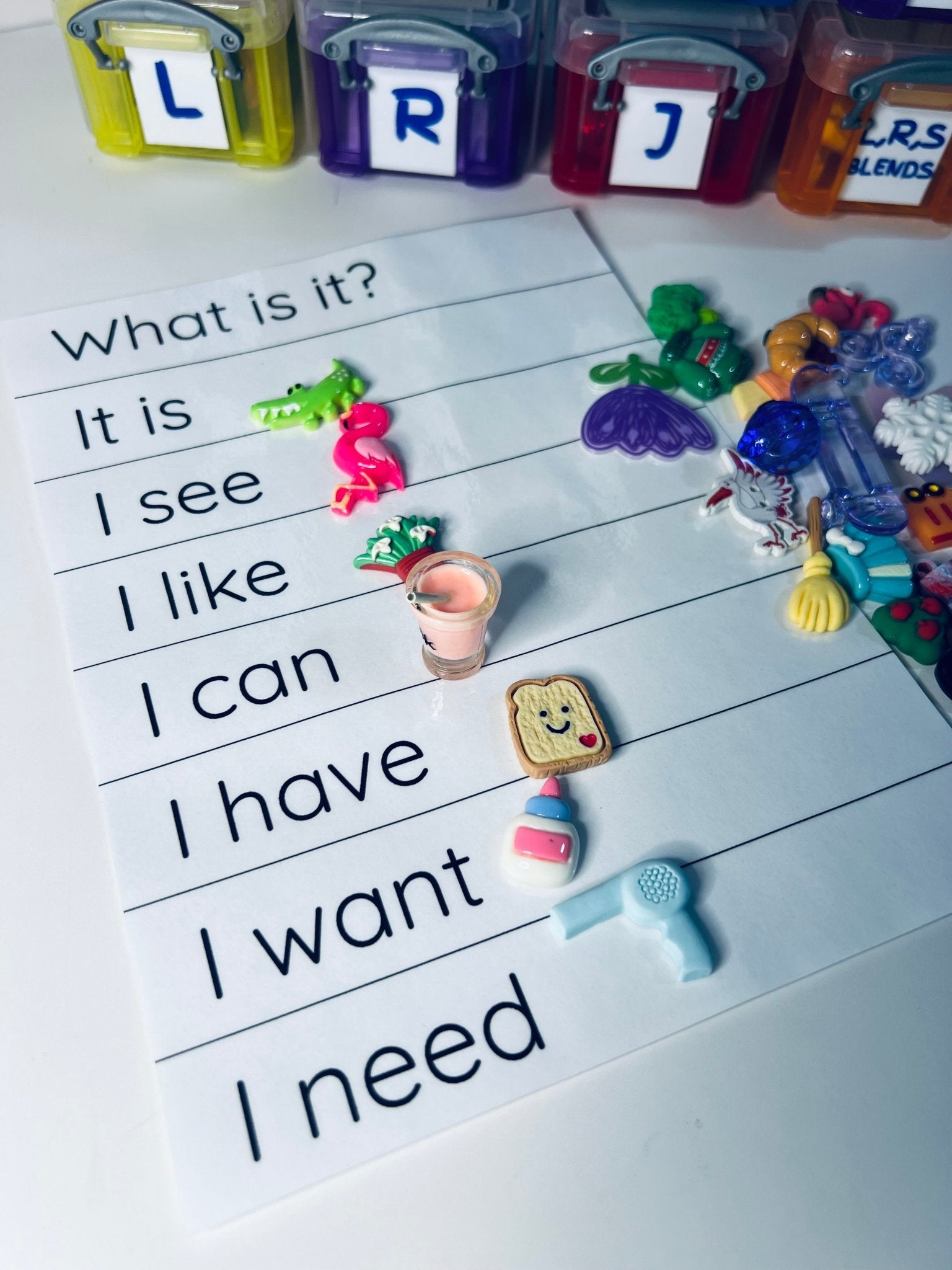 Speech Therapy Mini Objects Set ALL SOUNDS Articulation Trinkets in Organizer - Speech and Smile