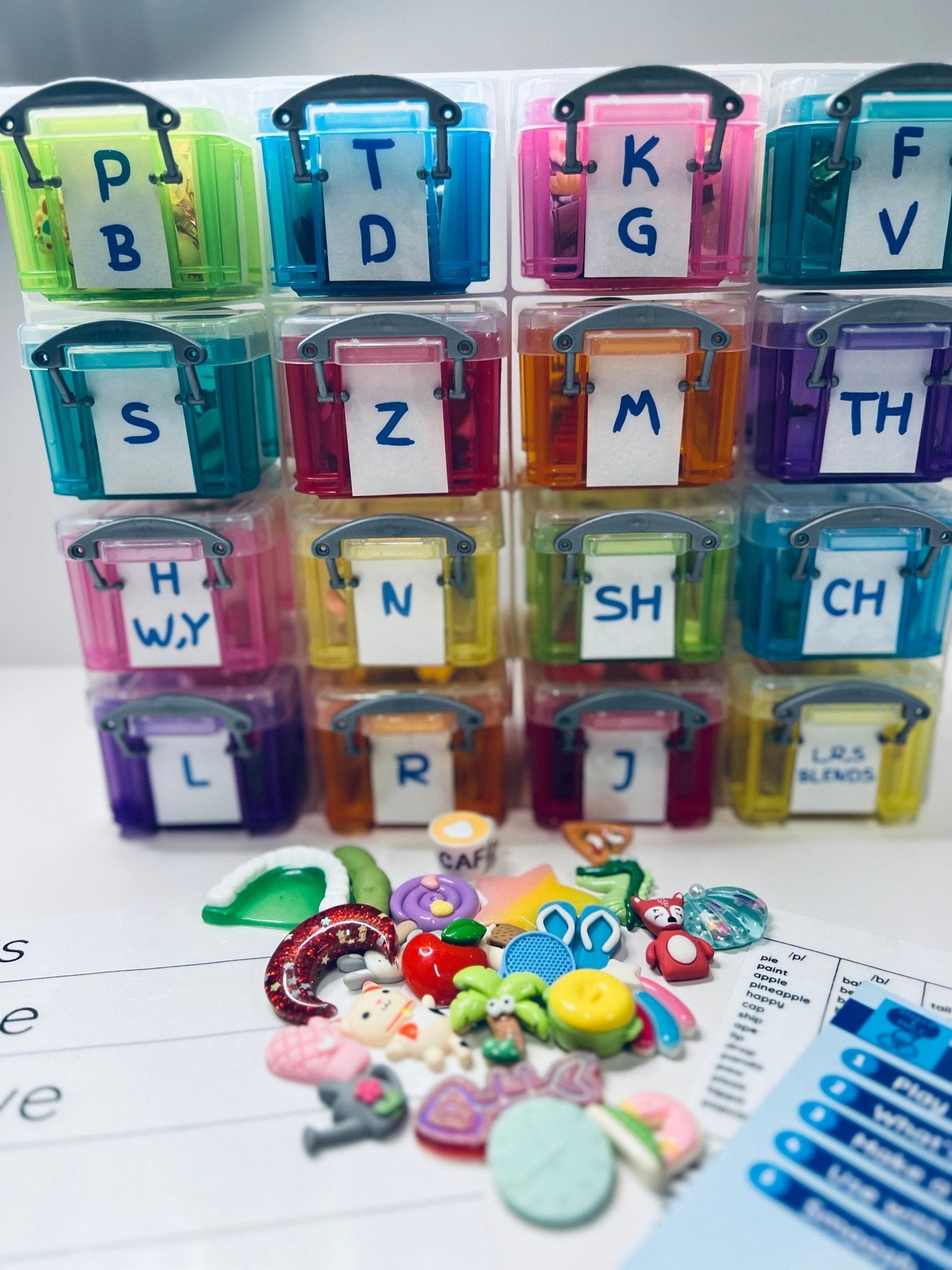 Speech Therapy Mini Objects Set ALL SOUNDS Articulation Trinkets in Organizer - Speech and Smile