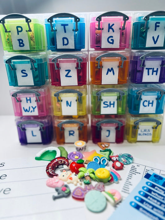 Speech Therapy Mini Objects Set ALL SOUNDS Articulation Trinkets in Organizer - Speech and Smile