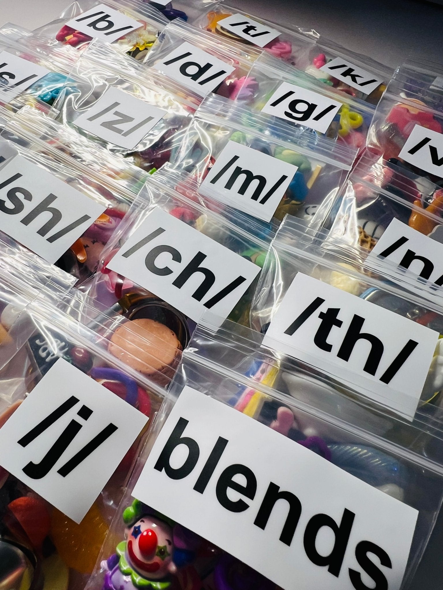 Speech Therapy Mini Objects Set ALL sounds included Articulation Trinkets IN BAGS Say and Play Mini Objects Doodads for Speech Therapy - Speech and Smile