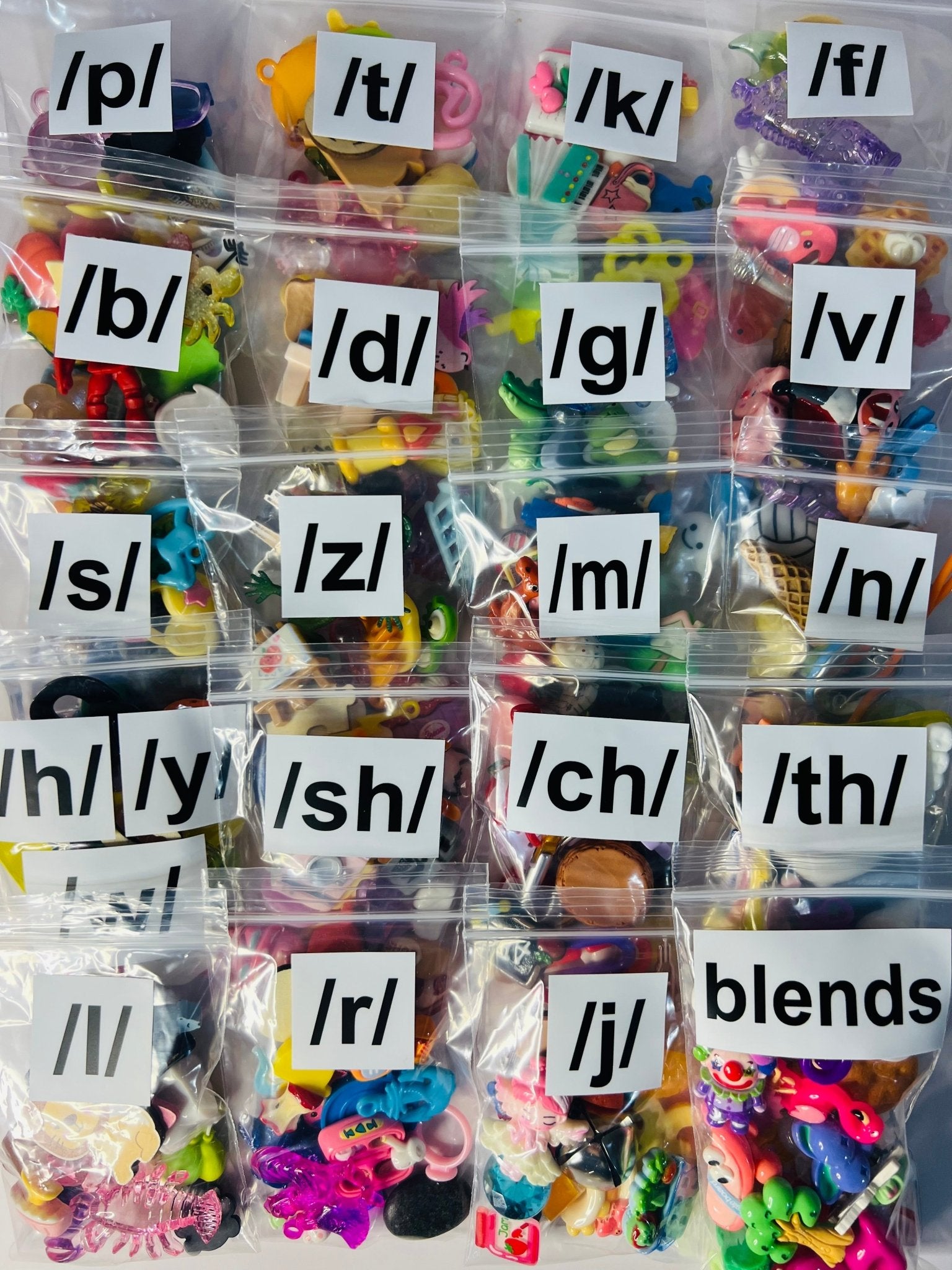 Speech Therapy Mini Objects Set ALL sounds included Articulation Trinkets IN BAGS Say and Play Mini Objects Doodads for Speech Therapy - Speech and Smile