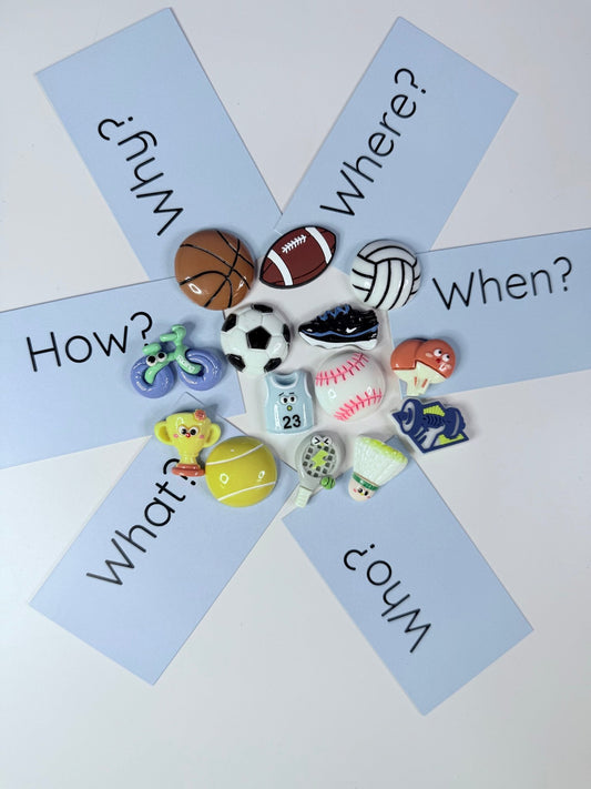 SPORTS theme Mini Objects with Question Cards - Theme Trinkets Speech Therapy - Speech and Smile