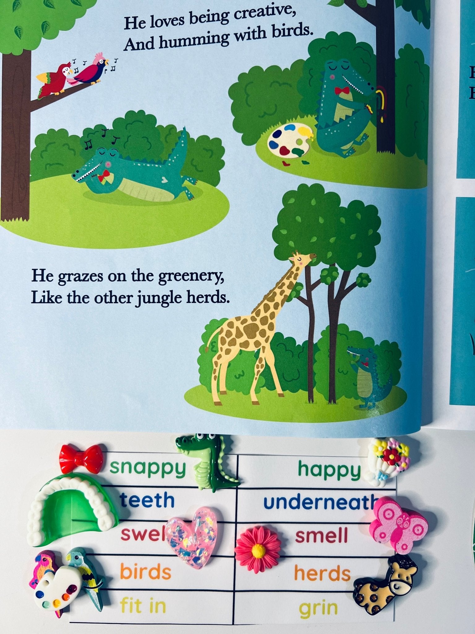 Story Kit (book included) for Crosby the Not so Snappy Crocodile Say and Play Mini Objects Speech Therapy Book About Differences - Speech and Smile