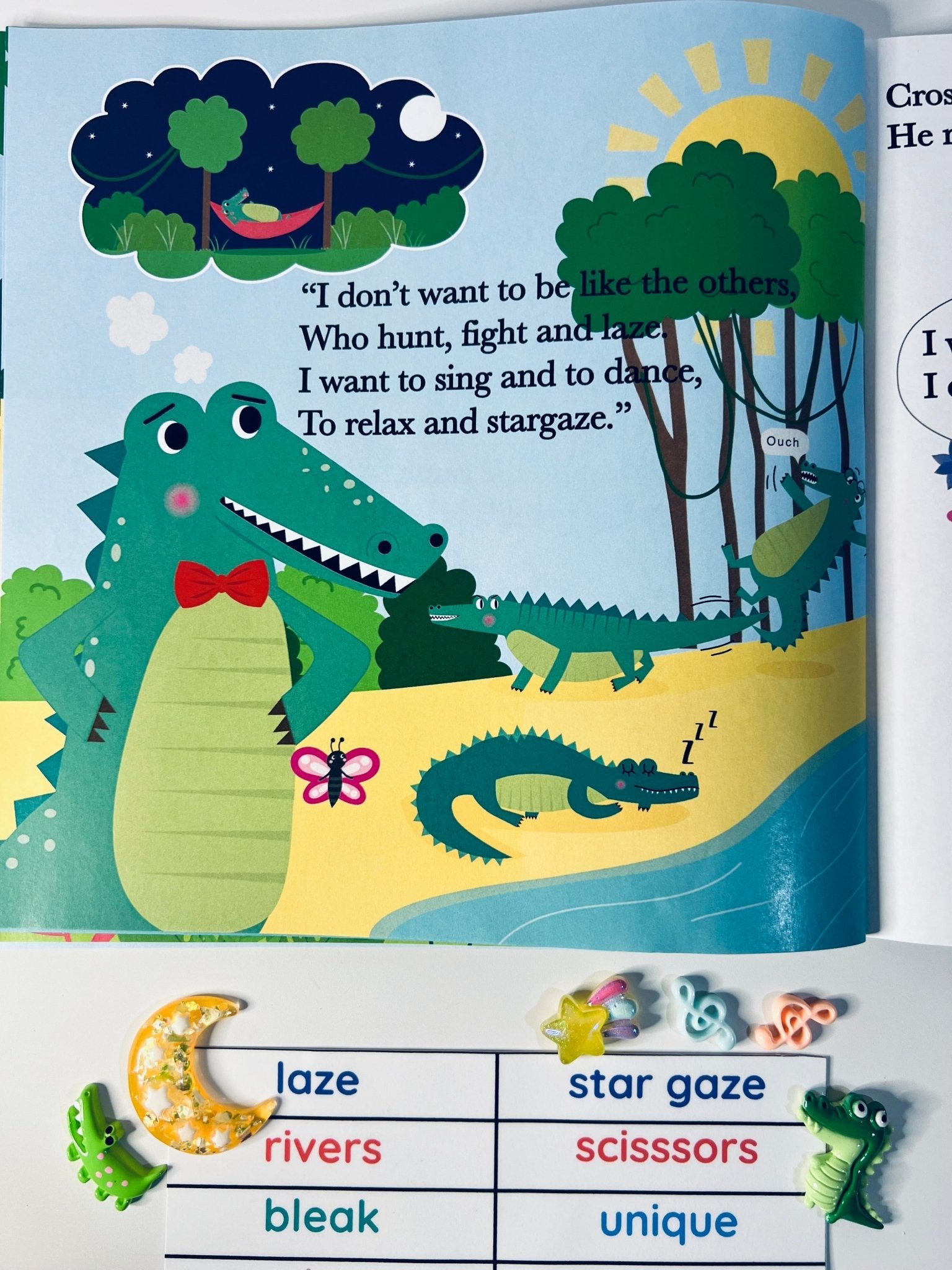 Story Kit (book included) for Crosby the Not so Snappy Crocodile Say and Play Mini Objects Speech Therapy Book About Differences - Speech and Smile