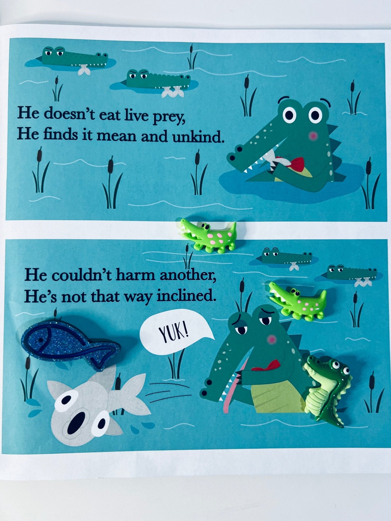 Story Kit (book included) for Crosby the Not so Snappy Crocodile Say and Play Mini Objects Speech Therapy Book About Differences - Speech and Smile