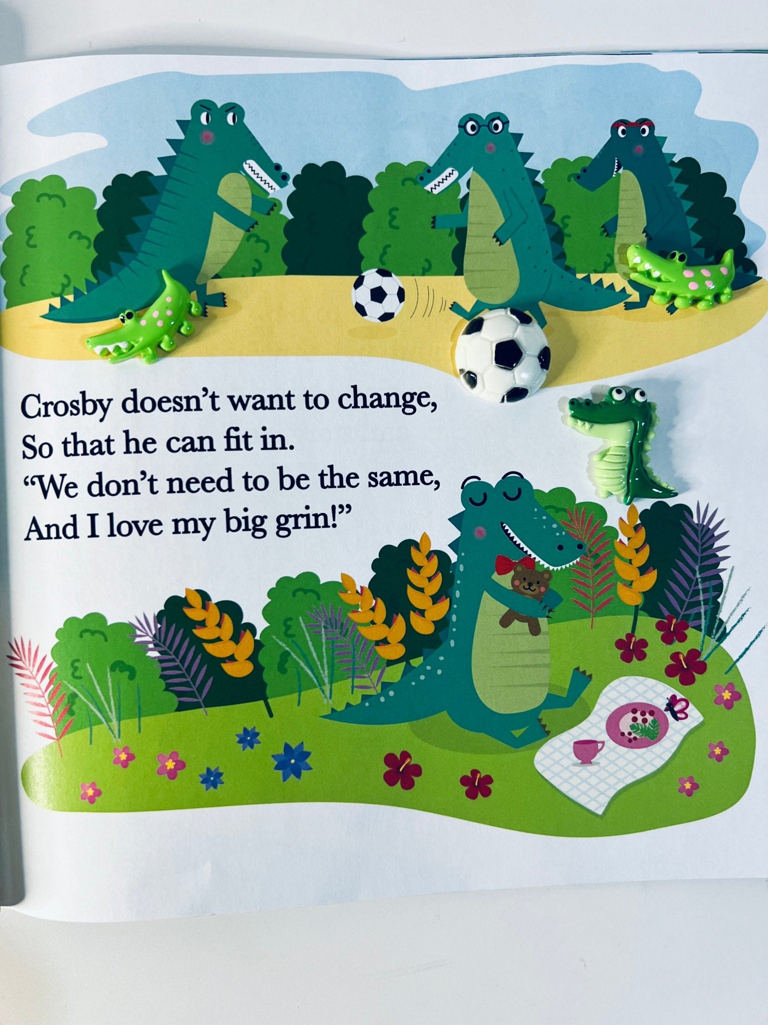 Story Kit (book included) for Crosby the Not so Snappy Crocodile Say and Play Mini Objects Speech Therapy Book About Differences - Speech and Smile