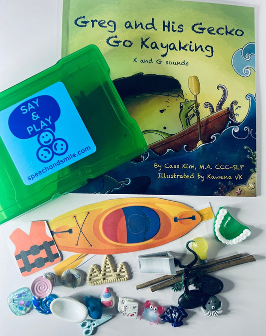 Story Kit for Speech Therapy Sounds K and G - Mini Objects for Speech Therapy - Articulation Book with Mini Objects Articulation Trinkets - Speech and Smile