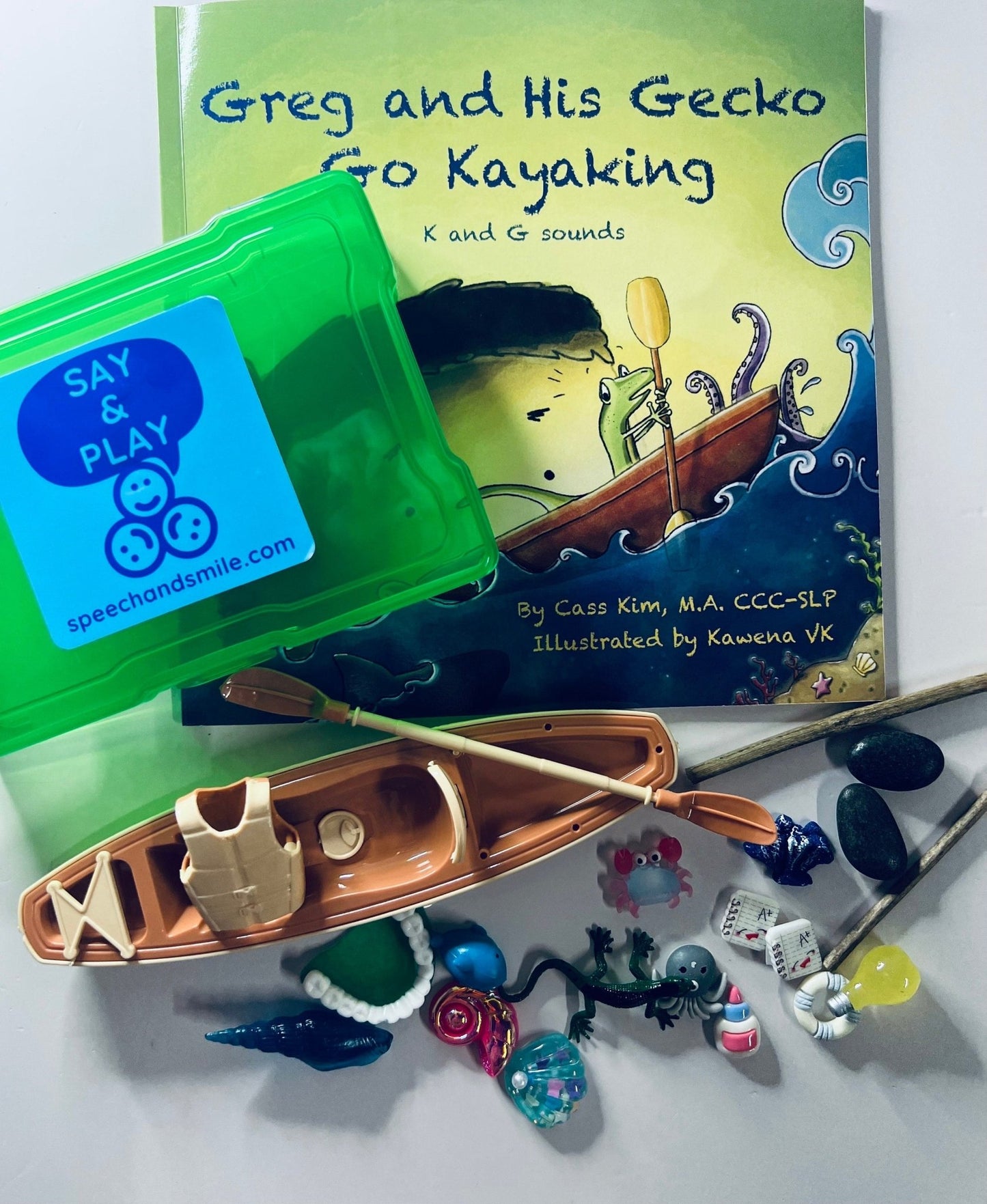 Story Kit for Speech Therapy Sounds K and G - Mini Objects for Speech Therapy - Articulation Book with Mini Objects Articulation Trinkets - Speech and Smile