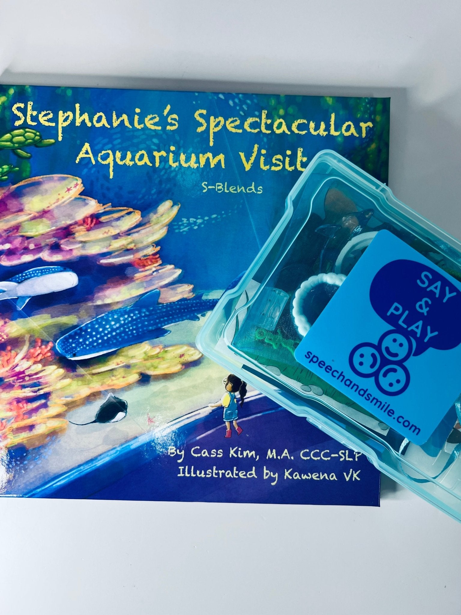 Story Kit for Stephanie's Spectacular Aquarium Visit Book for S - Blends Mini Objects for Speech Therapy - Speech and Smile