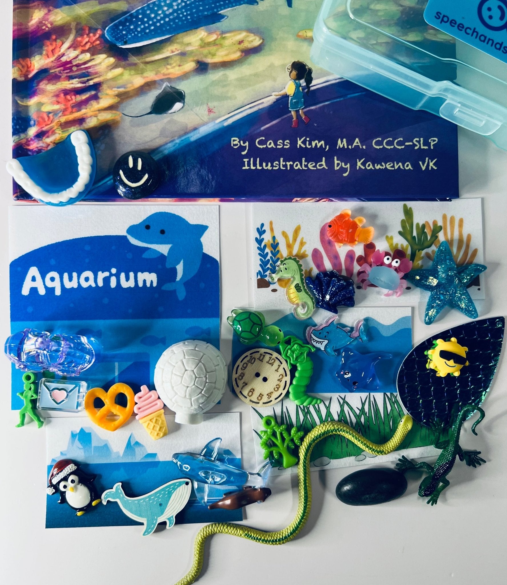Story Kit for Stephanie's Spectacular Aquarium Visit Book for S - Blends Mini Objects for Speech Therapy - Speech and Smile