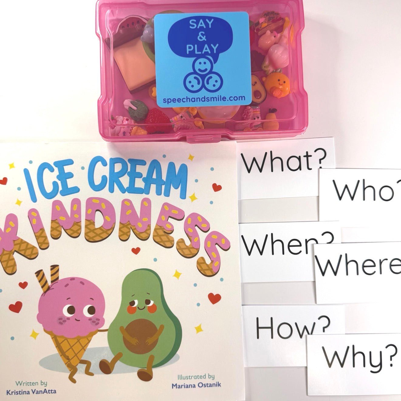 Story Kit Mini Objects for the Book Ice Cream Kindness - INCLUDES BOOK - Speech and Smile