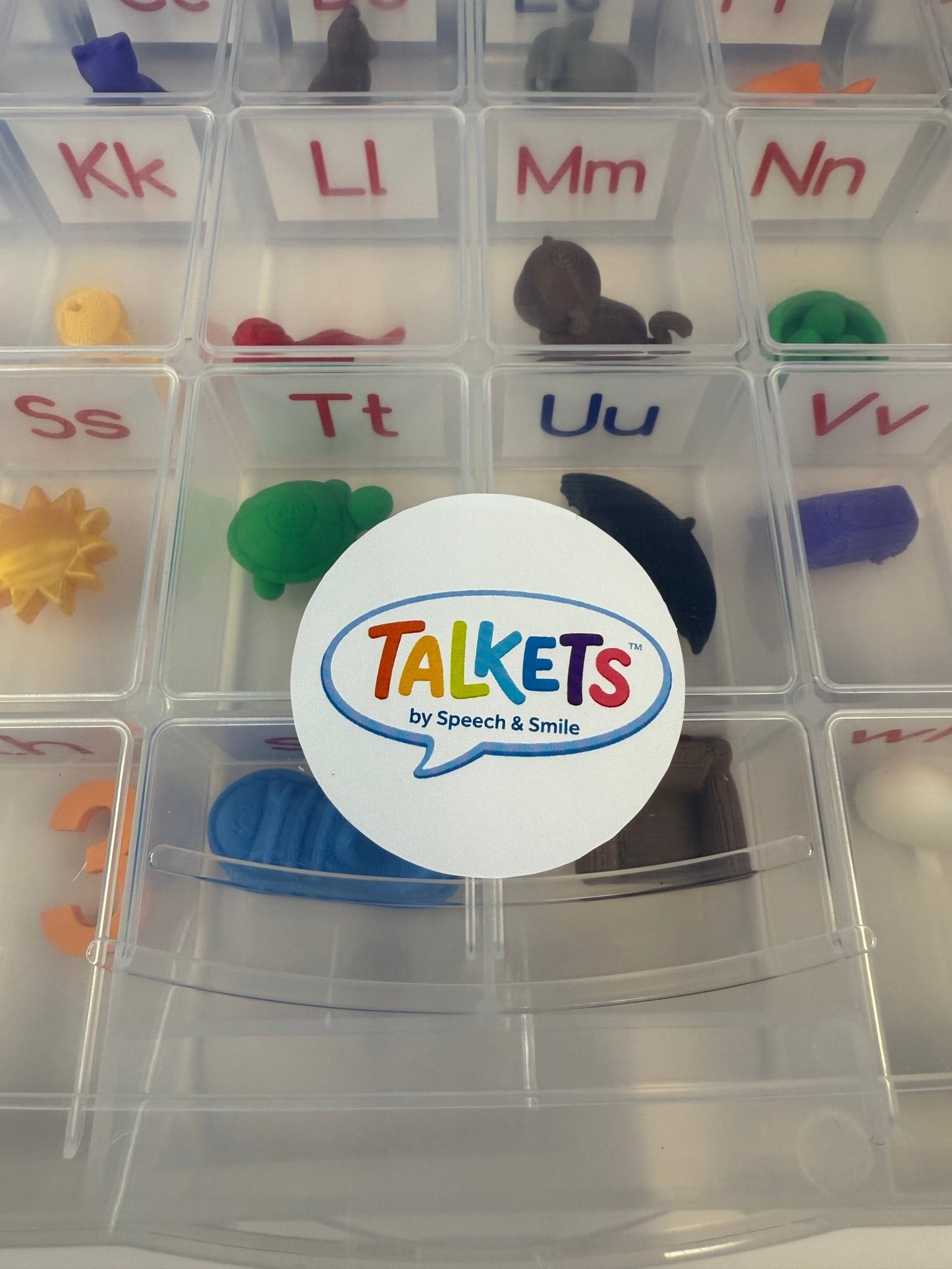 Talkets™ 32 Mini Objects Alphabet & Digraph Set with Labeled Storage Case | Speech Therapy Mini Object | Phonics Manipulatives - Speech and Smile
