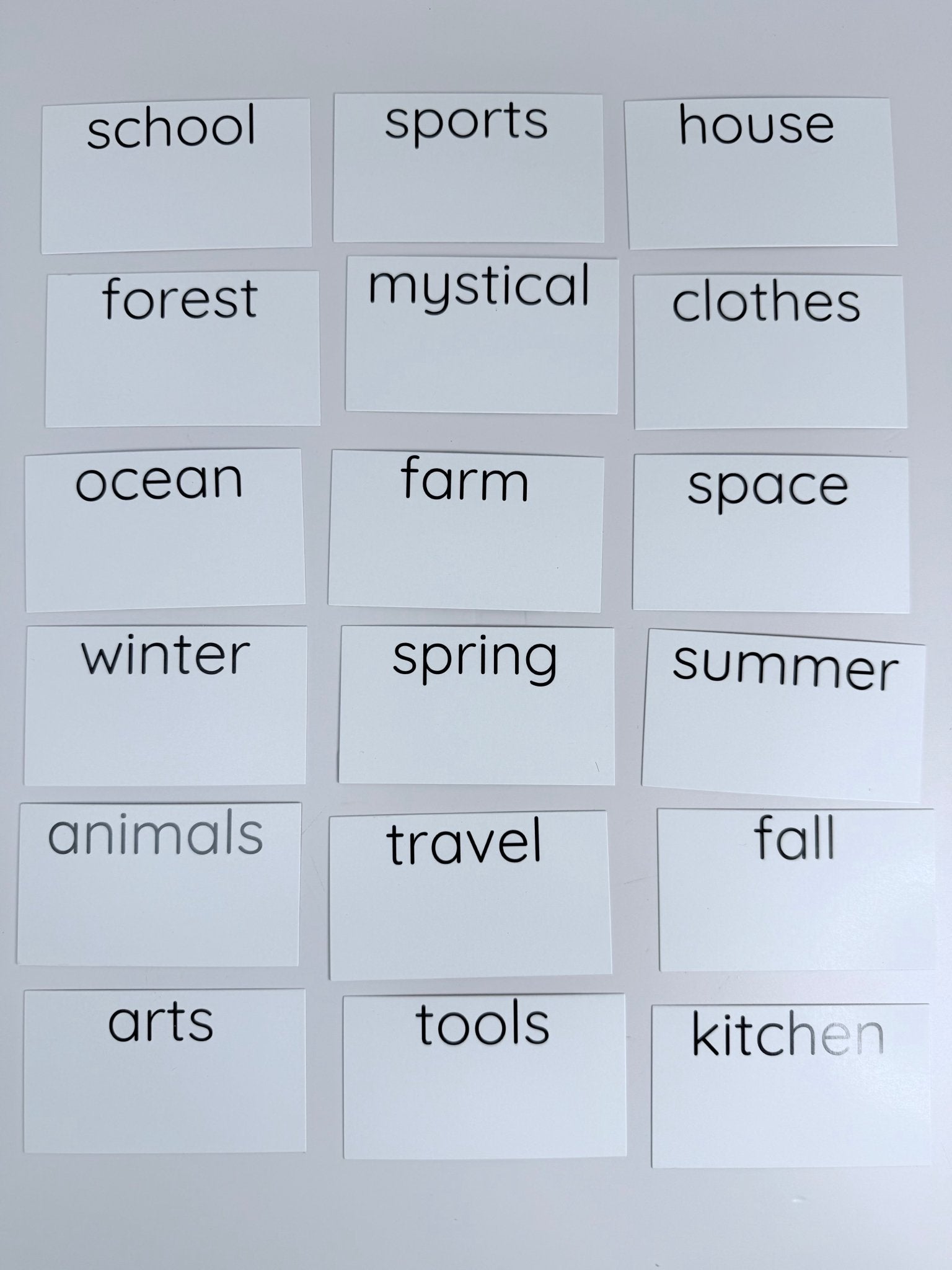 Theme Cards for Mini Objects – Double - Sided flash cards for Speech Therapy, Learning Centers, Professionally Printed - Speech and Smile