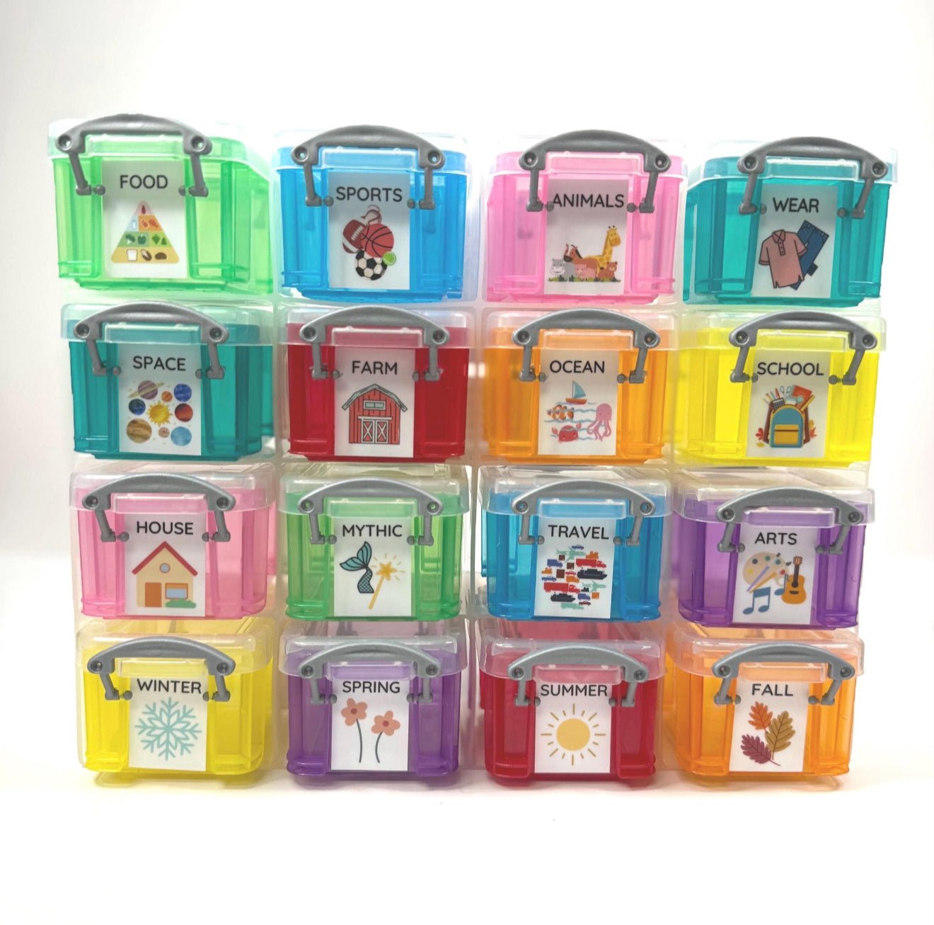 Theme Mini Object Set Trinkets for Speech Therapy - Categories - Sorting Set in Organizer with 200+ Minis for Themes and Cards - Speech and Smile