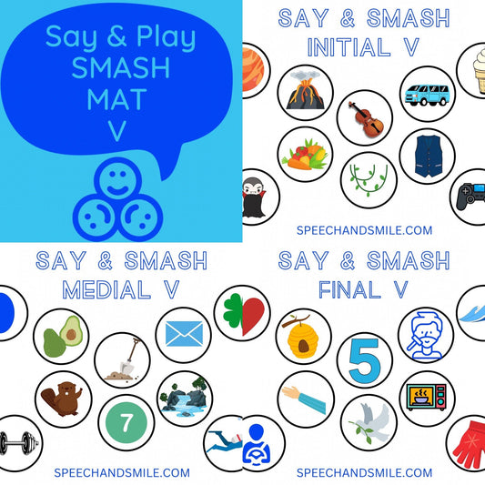 V Sound Smash Mat - Play Dough Smash Mat - Speech Therapy Materials - Speech Therapy - Speech and Smile - Speech Therapy Tools - Letter V Activity SLP - Speech and Smile