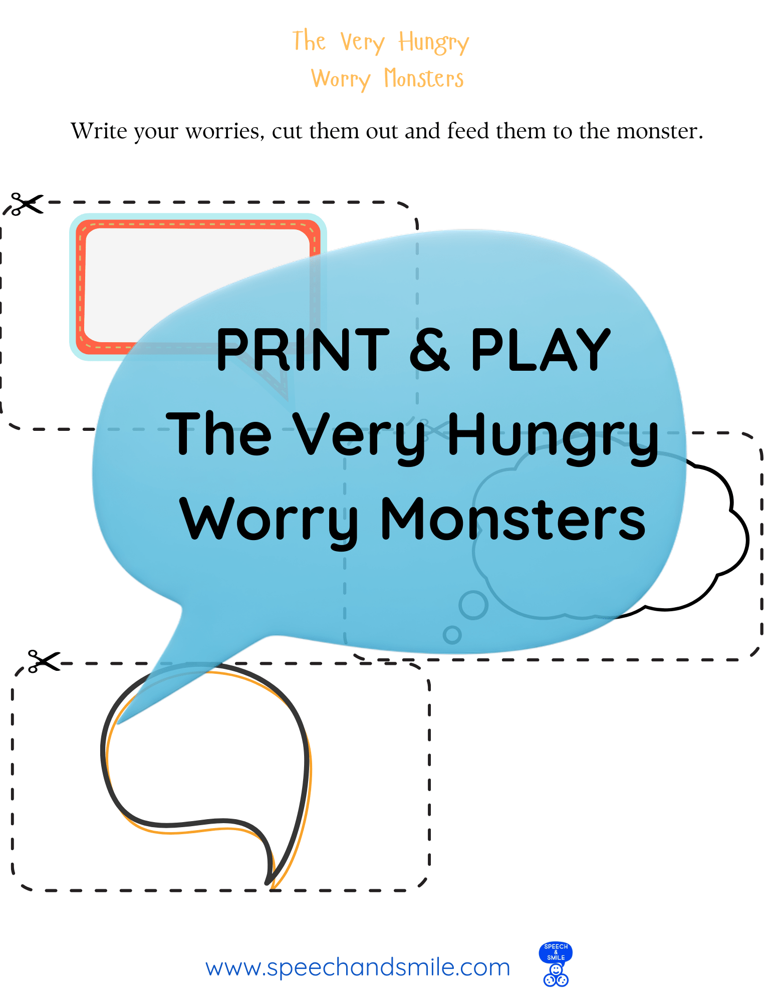 Very Hungry Worry Monsters Book Printable Activities Instant Download - Extension Story Kit - Companion Pack - Speech and Smile