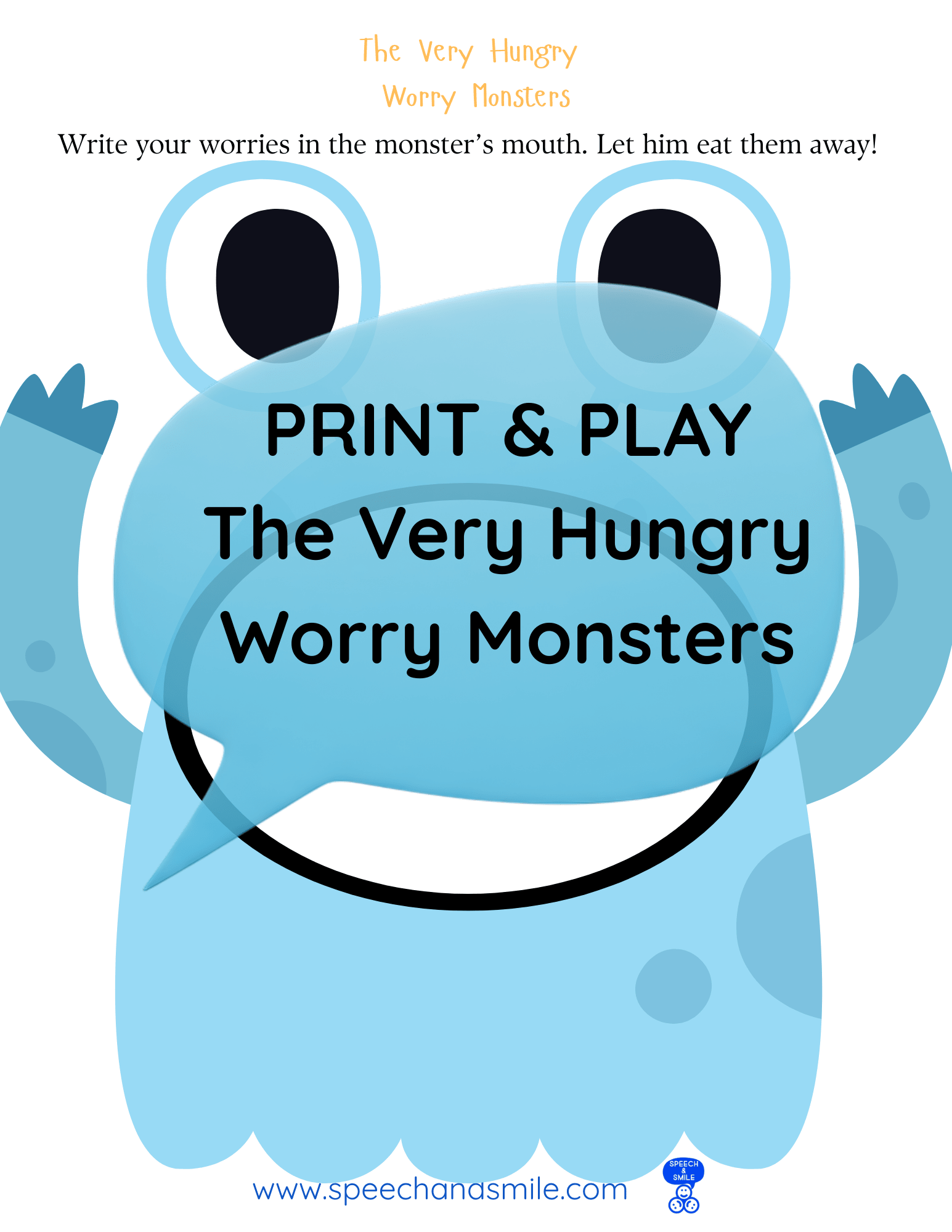 Very Hungry Worry Monsters Book Printable Activities Instant Download - Extension Story Kit - Companion Pack - Speech and Smile