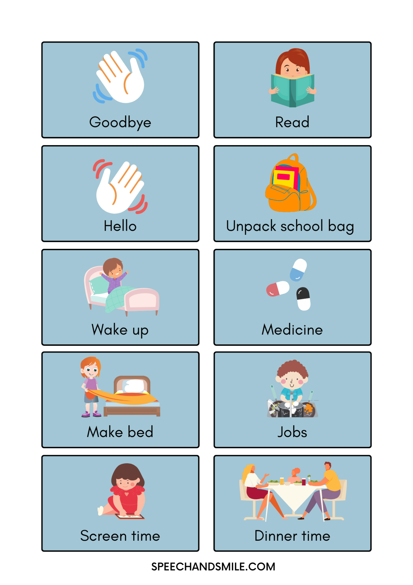 Visual Schedule with Cards and Make your Own Cards Digital Download Visual Autism Daily Routine Chart - Speech and Smile