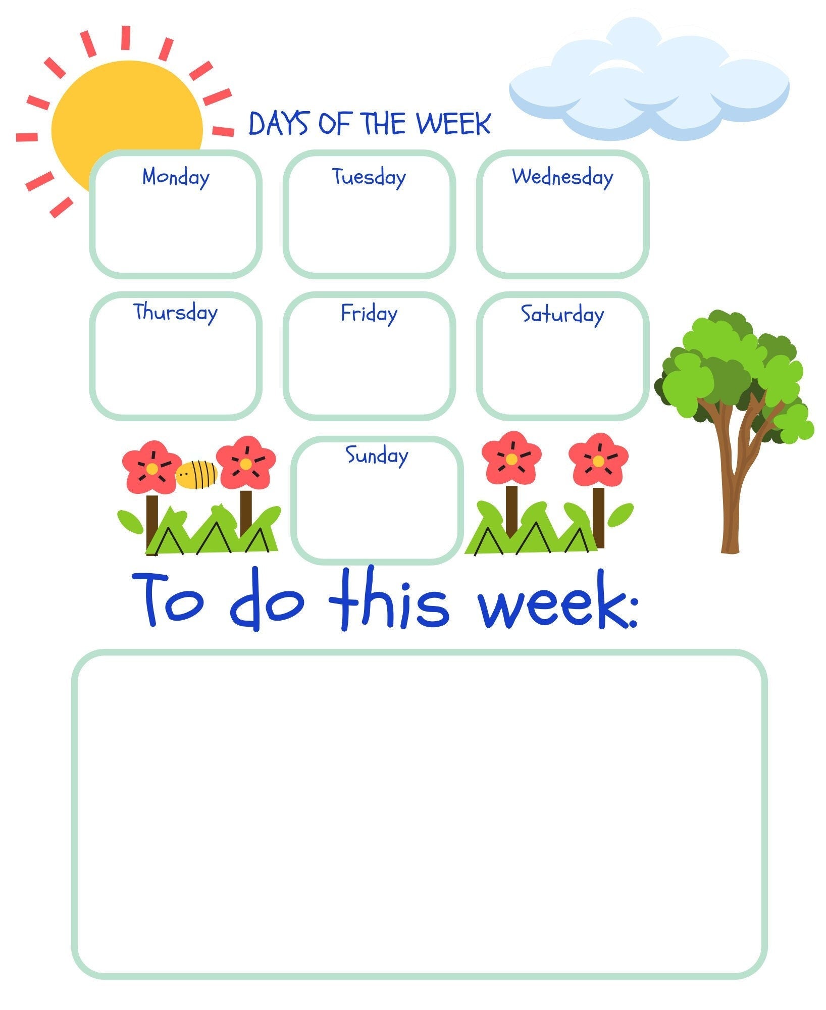 Weekly Visual Schedule Digital Download - Routine Chart - To Do Chart - Speech Therapy Digital Download - Autism Visual Schedule - Routine Board - Speech and Smile