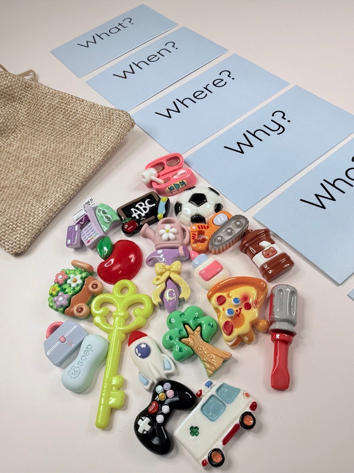 What’s in the Bag? Mystery Mini Grab Bag – Trinkets, Mini Objects & Question Prompt Cards for Speech Therapy Fun! - Speech and Smile