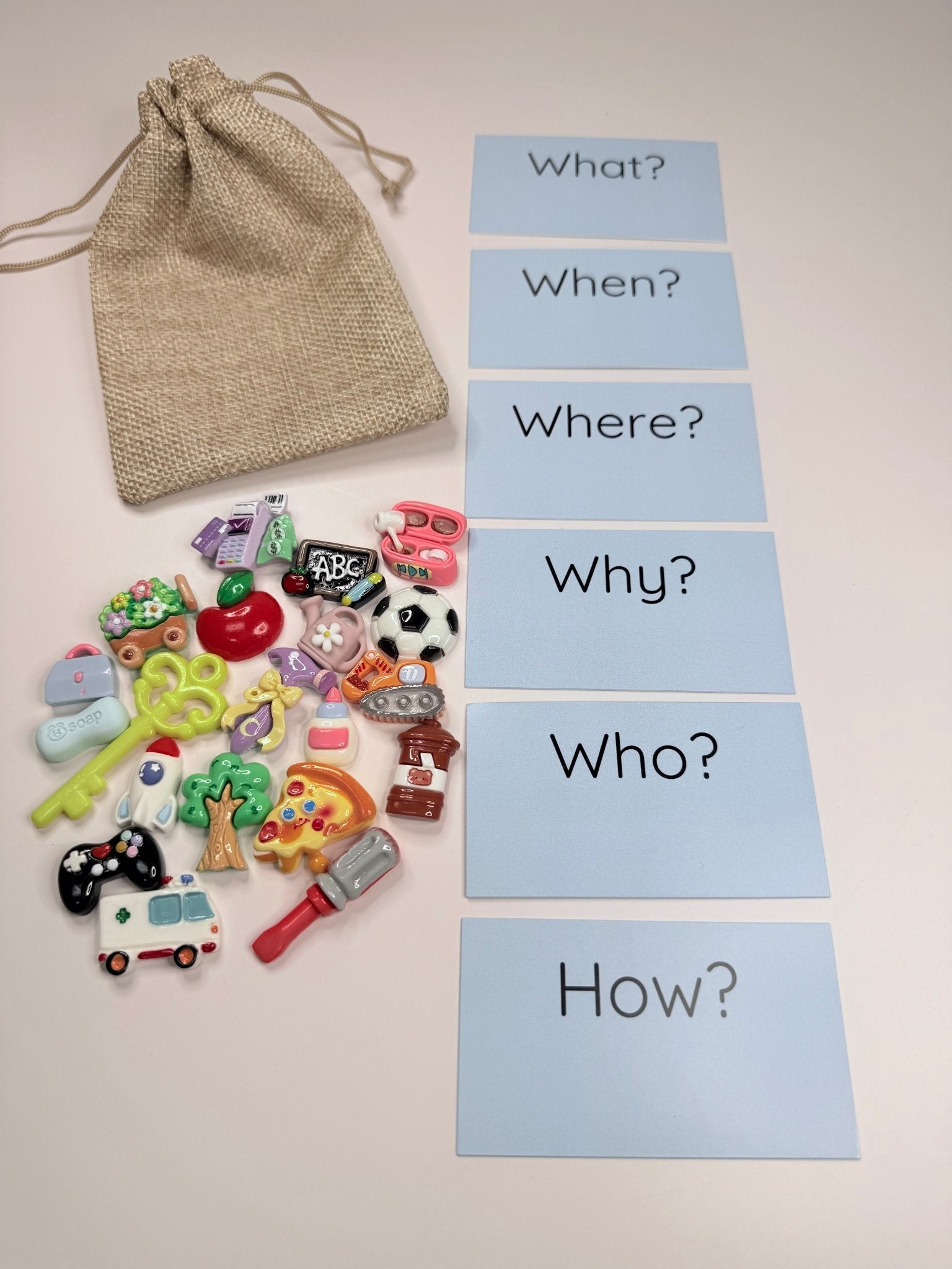 What’s in the Bag? Mystery Mini Grab Bag – Trinkets, Mini Objects & Question Prompt Cards for Speech Therapy Fun! - Speech and Smile