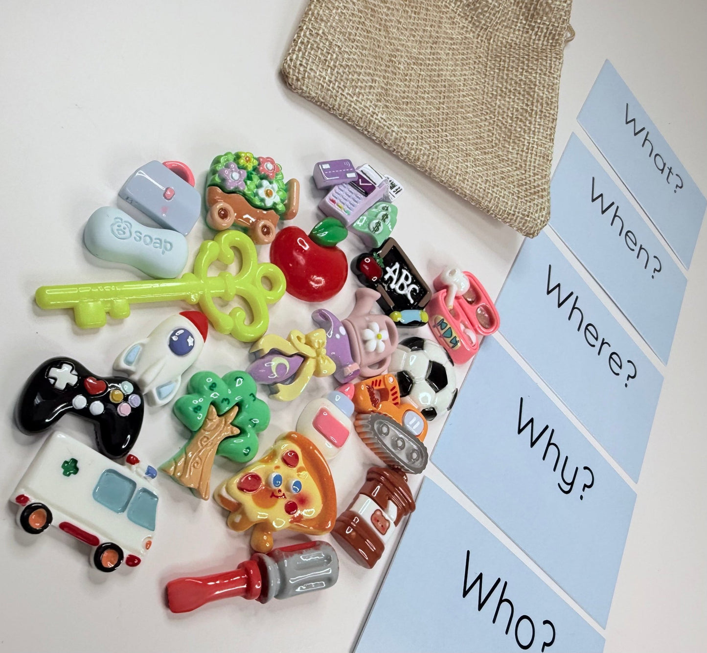 What’s in the Bag? Mystery Mini Grab Bag – Trinkets, Mini Objects & Question Prompt Cards for Speech Therapy Fun! - Speech and Smile