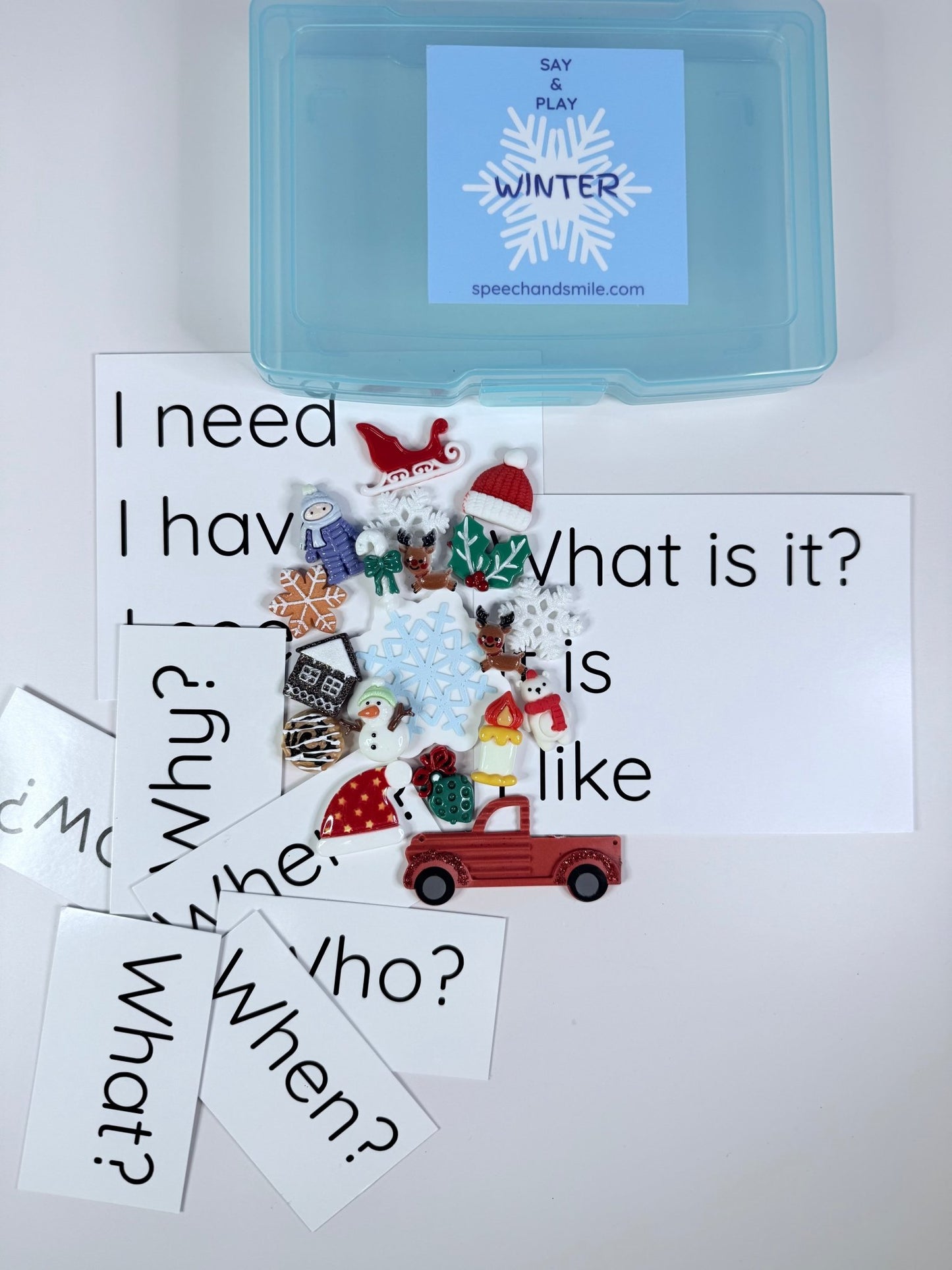 Winter Mini Objects Language Task Box - Speech and Smile