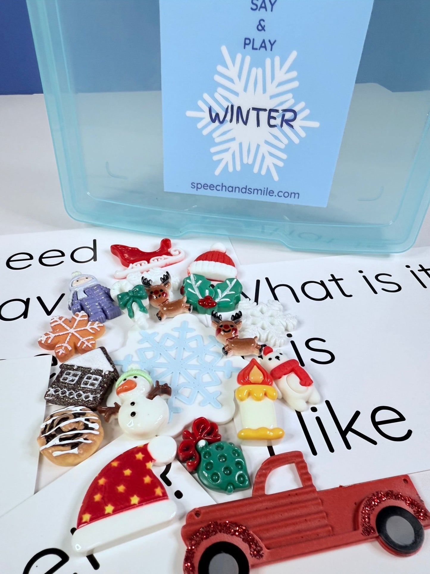 Winter Mini Objects Language Task Box - Speech and Smile