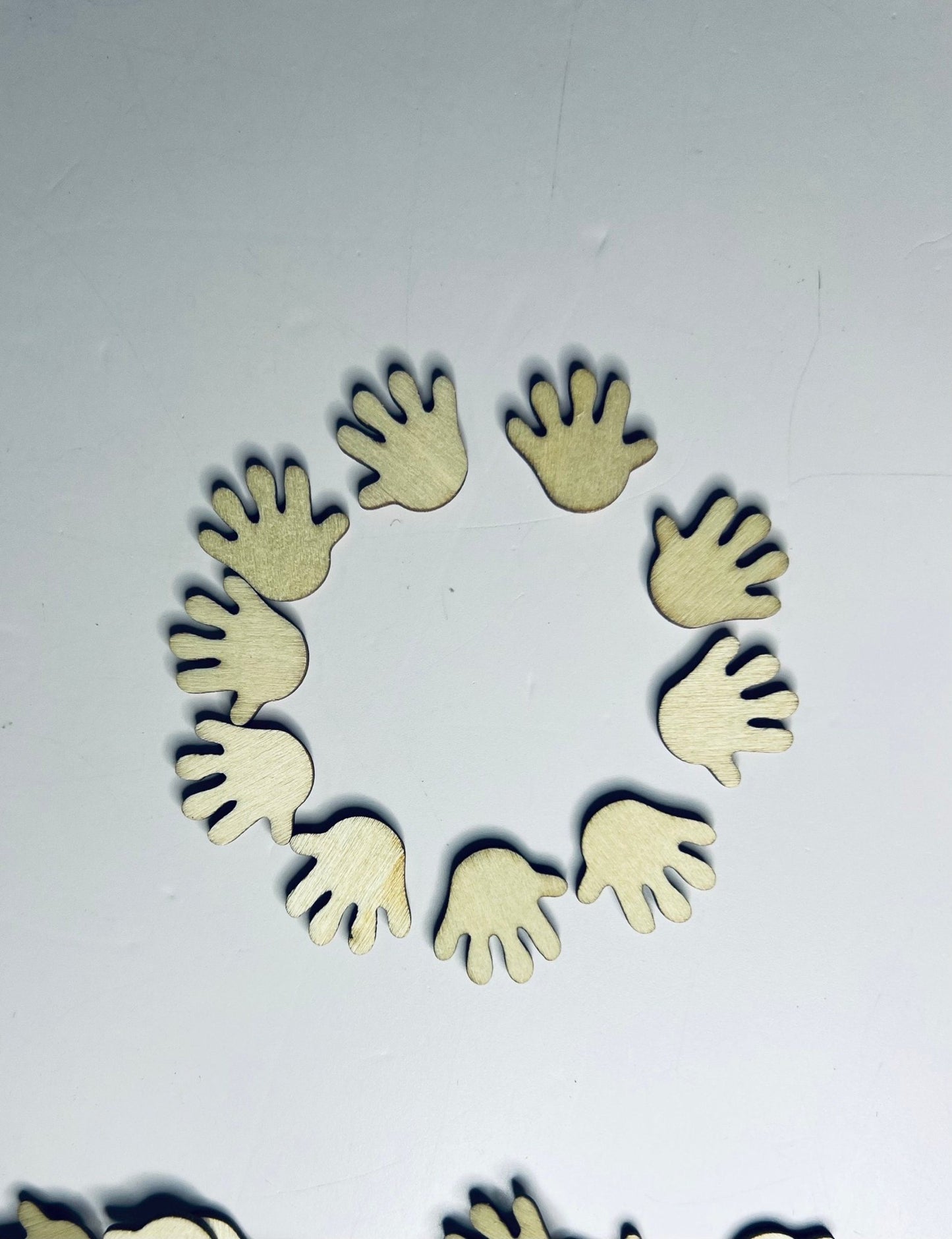 Wood Cut Hands - Miniature Hands to make a World - Trinkets - Doodads - Miniature Objects - Wood Cut Objects - Speech and Smile