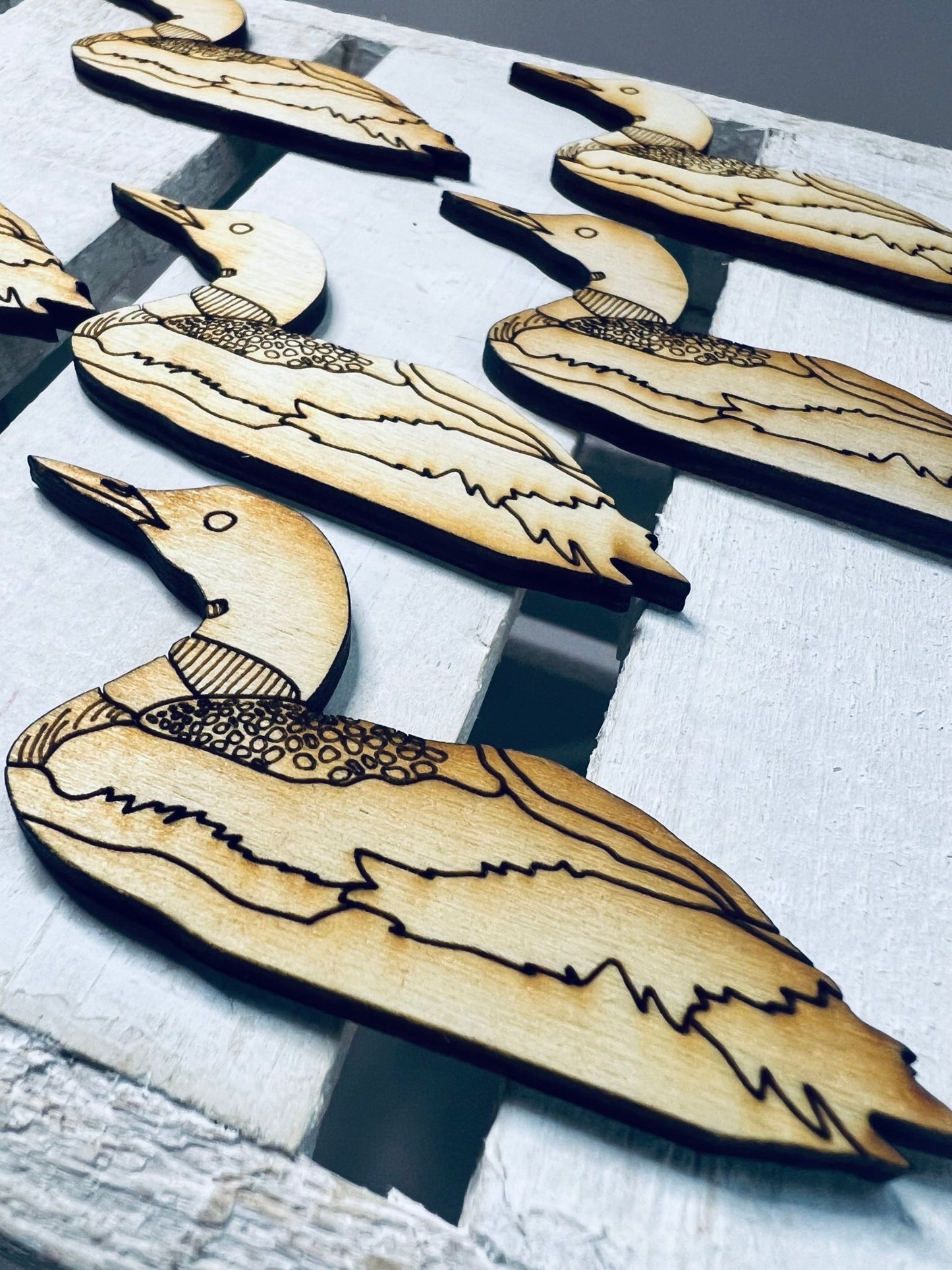 Wood Cut Loon Object Mini Wood Mallard Duck Object Montessori Sound Box Alphabet Objects - Speech and Smile