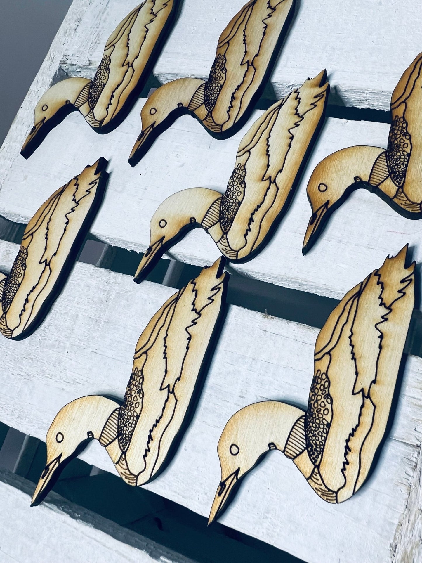 Wood Cut Loon Object Mini Wood Mallard Duck Object Montessori Sound Box Alphabet Objects - Speech and Smile