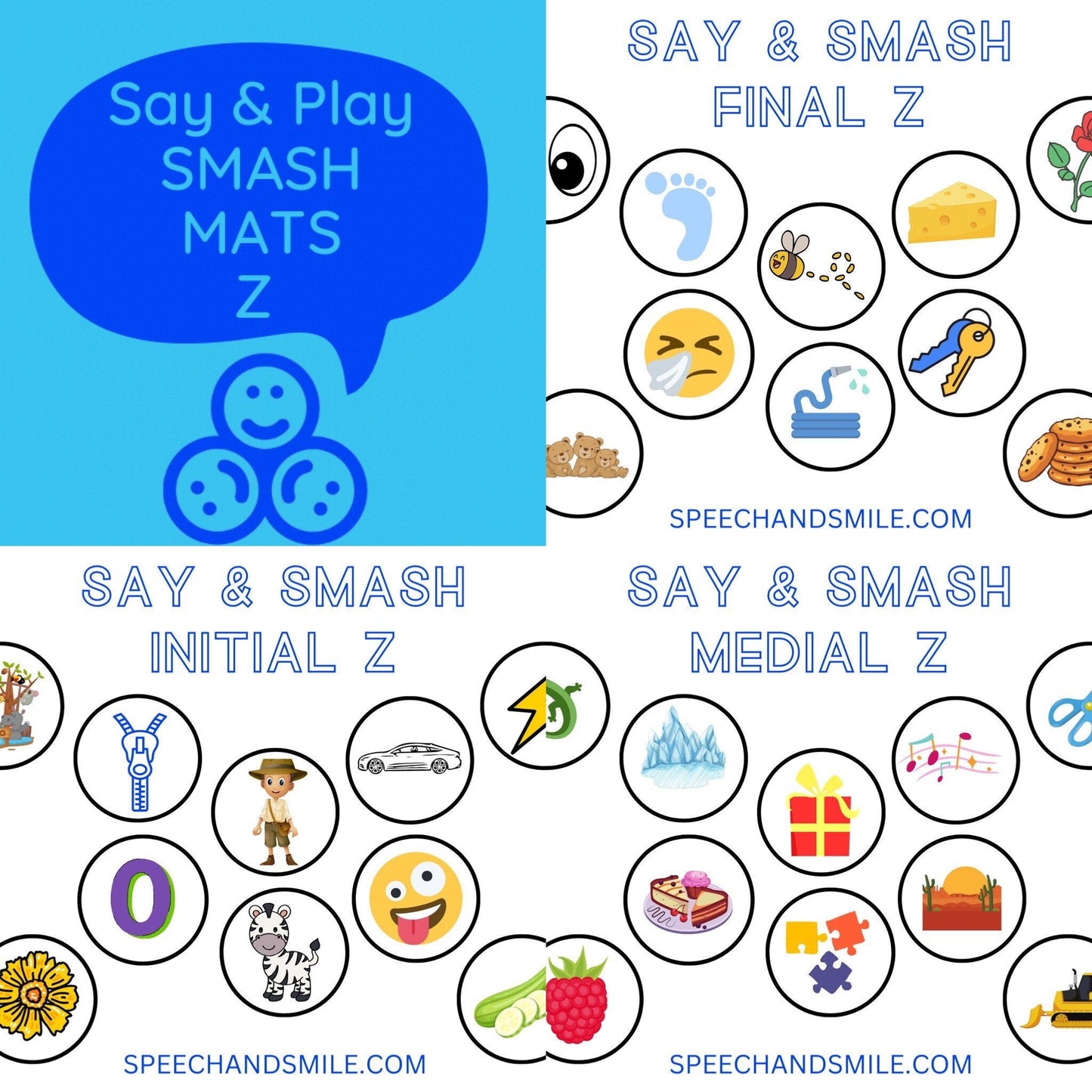 Z Sound Smash Mat for Play Dough Printable Speech Therapy Materials Letter Z - Speech and Smile