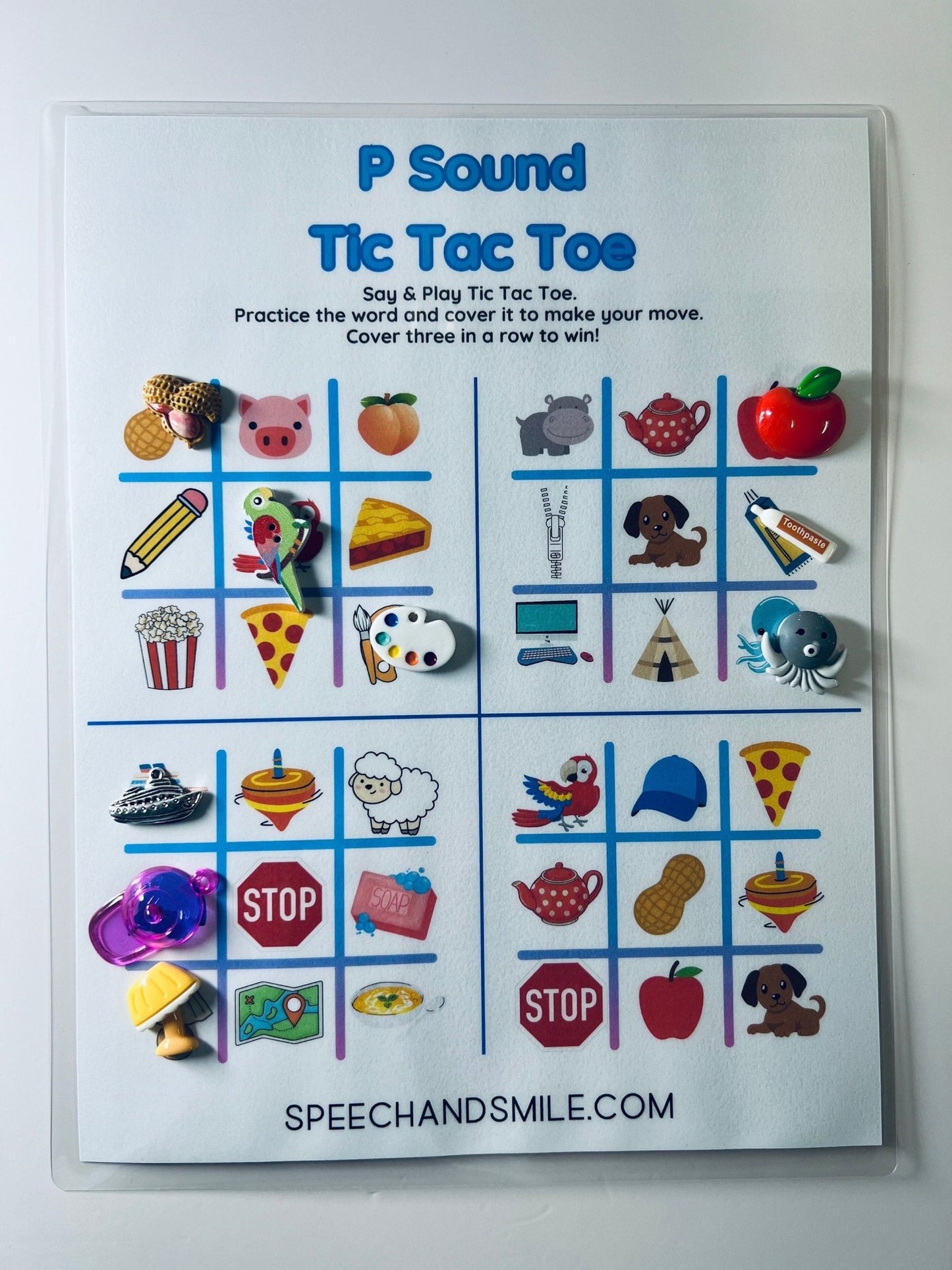 Z Sound Tic - Tac - Toe PRINTABLE Speech Sounds Tic - Tac - Toe Print and Play with Speech Therapy Mini Objects - Speech and Smile